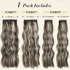Clip in Hair Extensions for Women, Long Wavy Hair Extensions Clip Ins 4PCS 22 Inch Synthetic Soft and Natural Thick Hair Pieces for Women(Brown Mixed Grey White Highlights) view 3