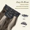 Clip in Hair Extensions for Women, Long Wavy Hair Extensions Clip Ins 4PCS 22 Inch Synthetic Soft and Natural Thick Hair Pieces for Women(Brown Mixed Grey White Highlights) view 4