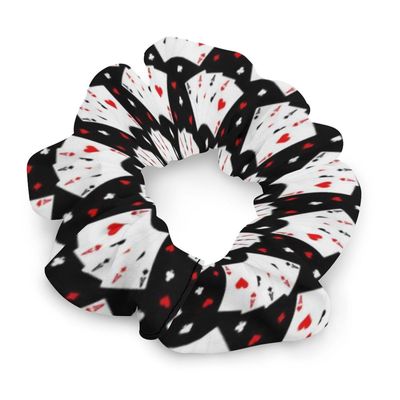 GregTins Playing Poker Card Suit Women's Hair Scrunchies Elastic Hair Bands Fashion Ponytail Ties Dreadlock Accessories