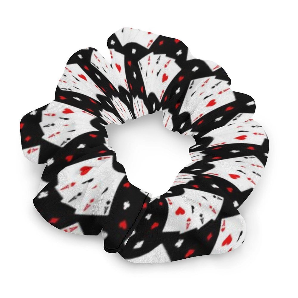 GregTins Playing Poker Card Suit Women's Hair Scrunchies Elastic Hair Bands Fashion Ponytail Ties Dreadlock Accessories