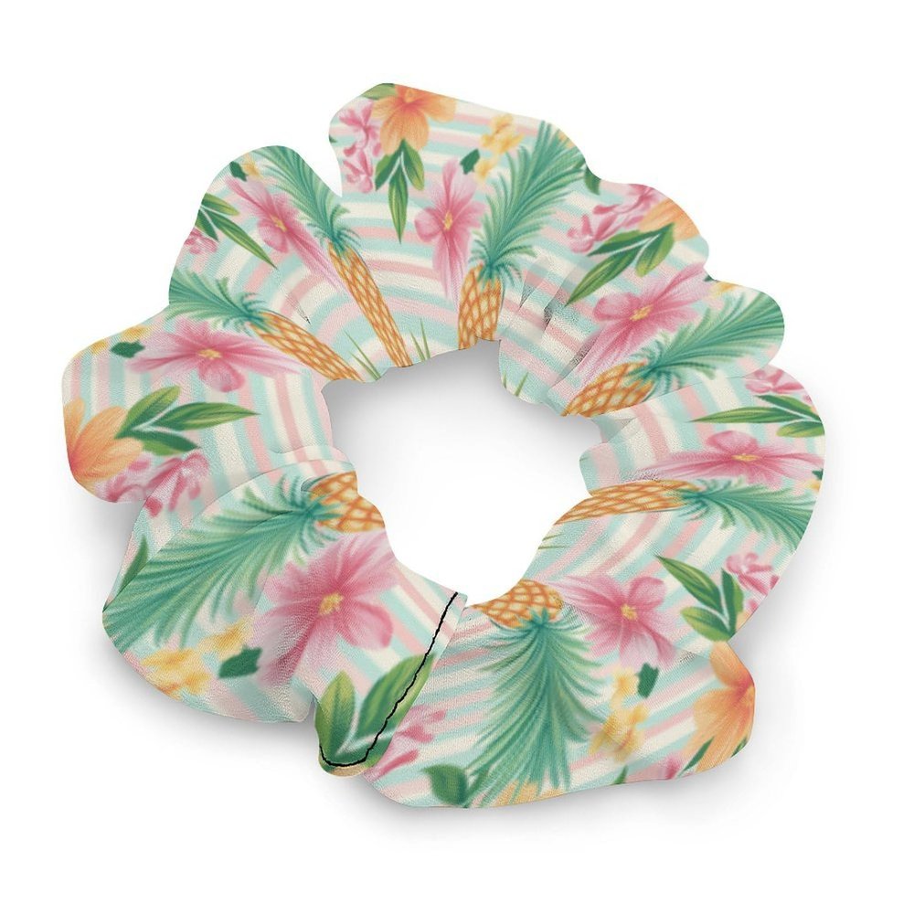 GregTins Tropical Pineapple Flower Women's Hair Scrunchies Elastic Hair Bands Fashion Ponytail Ties Dreadlock Accessories
