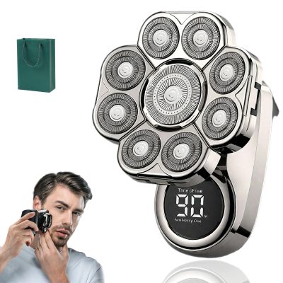 2026 New Ultra Head Shaver, 9D Floating Head Shavers, 6-in-1 Detachable Head Razor with Intelligent LED Display, IPX7 Waterproof, Rechargeable Cordless, Wet & Dry (A)