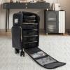 BFDIEEM Makeup Rolling Train Case Large Storage Cosmetic Trolley, Professional Cosmetic Organizer Box with Wheels 11.42 * 9.45 * 18.5in, Salon Barber Case Traveling Cart Trunk, Black view 2
