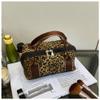 ZXBUZO Top Handle Leopard Cosmetic Bag Cheetah Print Portable Makeup Pouch Women Travel Toiletry Storage Organizer Handbag (Brown) view 4