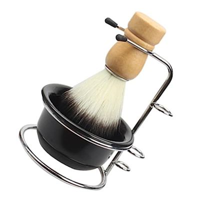 Baluue Stainless Steel Shaving Kit with Soft Bristle Brush Foam Enhancing Soap Bowl Brush Holder for Traditional Beard Shaving Men Fathers Day Birthdays and Graduations