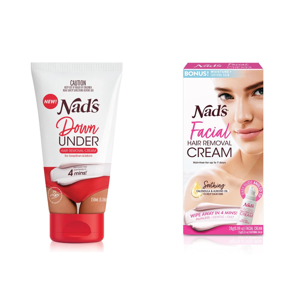 Bundle of Nad's Facial Hair Removal Cream + Nad's Down Under Intimate Hair Removal Cream for Women