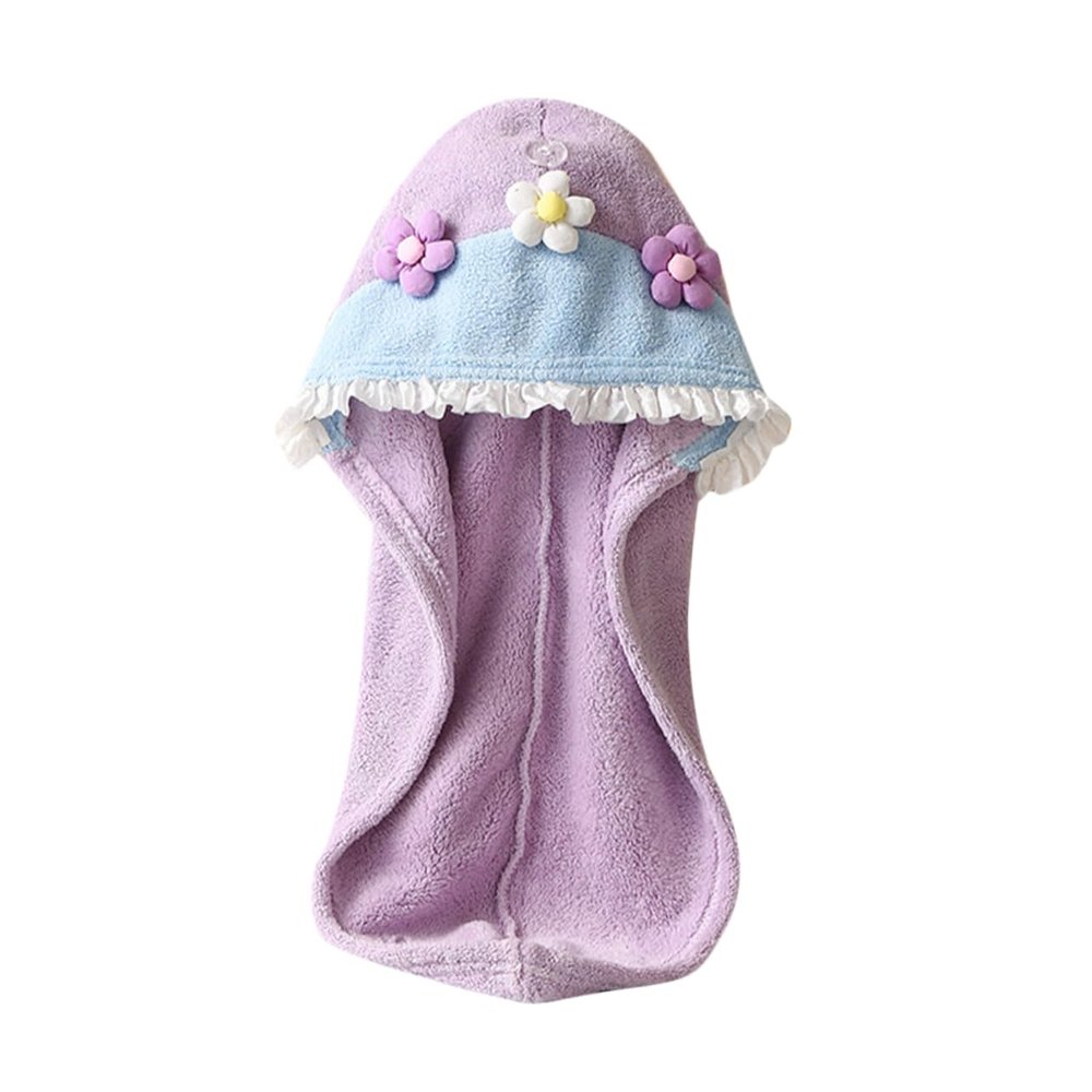 Beaupretty Quick Dry Absorbent Coral Fleece Hair Drying Cap with Adjustable Elastic Band Cute Flower Design for Women Efficient Moisture Absorption and Secure Fit Head Towel for Wet Hair