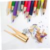 Healifty Metal Dual Slot Makeup Pencil Sharpener for Eyebrow Colored Pencils Manual Sharpener with Bright Gold Finish Shape Design for Students and Adults view 4