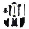 BMXIAJW Natural Stone Guasha Massage Gouache Scraper for Face Jade Roller Massager Set Black Obsidian Gua Sha Board Skincare Tool(Type 9) view 2