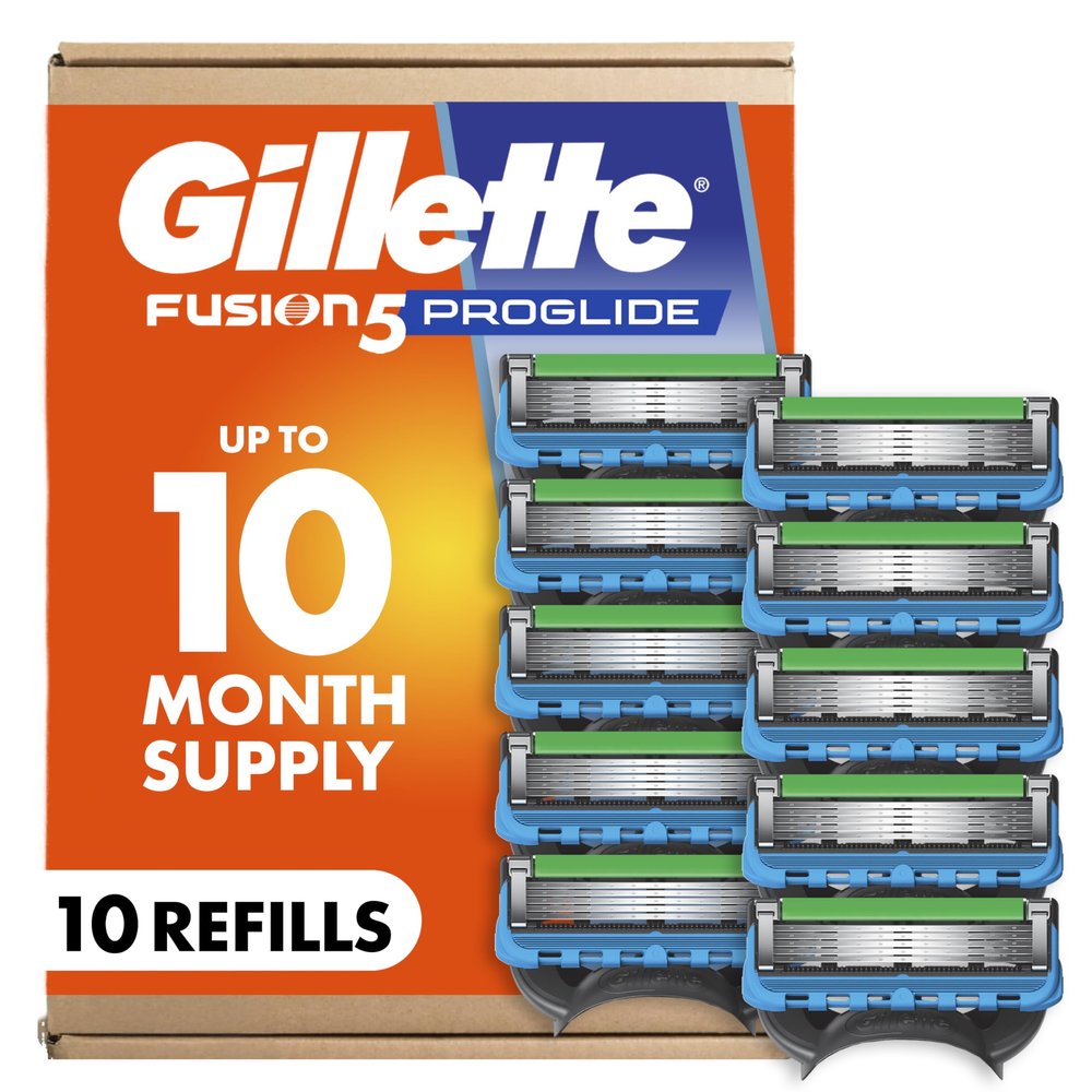 Gillette Fusion5 ProGlide Men's 5-Blade Razor Blade Refills with Precision Trimmer, 10 Count