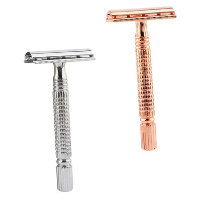 Baluue 2PCS Manual Metal Razor Double Edged Safety Shaver with Diversion Comb for Smooth Beard Shaving Portable Traditional Razor for Men Home Travel