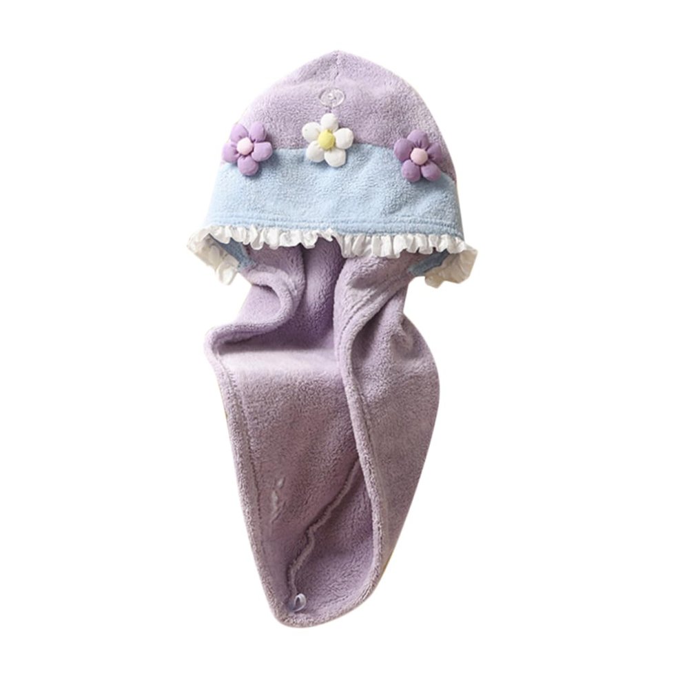 Baluue Quick Dry Coral Fleece Hair Towel Cap for Women Soft Absorbent Shower Hair Drying Hat with Cute Flower Design Comfortable Lightweight Bath Wrap for Fast Moisture Absorption Multi
