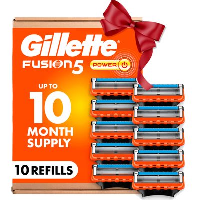 Gillette Fusion5 Power Razor Blades for Men, 5-Blade Razor Refills, 10 Count, Holiday Gifts for Men