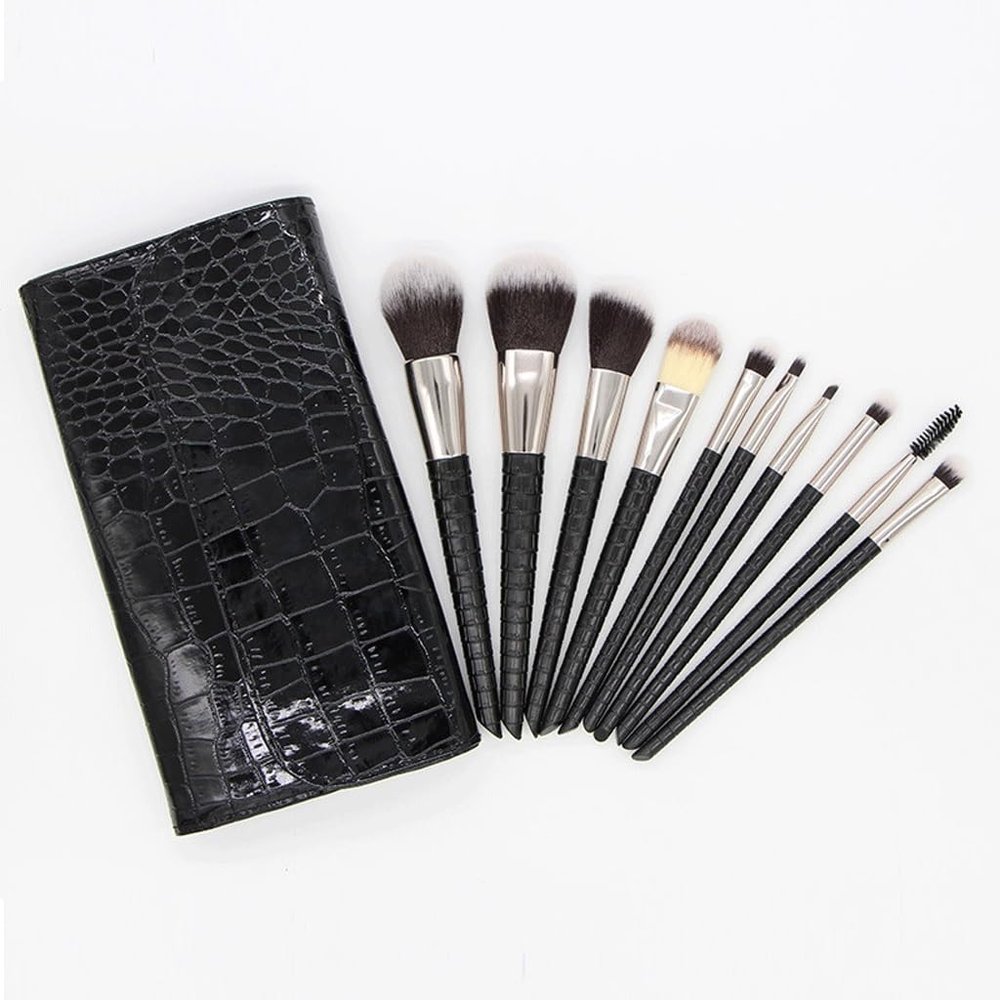 10 Pieces of Makeup Brush Set Powder Eye Shadow Brush Soft Hair Beauty Tools(D)