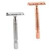 Ipetboom 2PCS Double Edged Metal Razor Manual Safety Shaving Tool with Sealed Cutter Head Washable and Resistant for Mens Beard Body Hair Grooming at Home and Travel Rose Gold Silver view 1