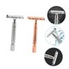 Ipetboom 2PCS Double Edged Metal Razor Manual Safety Shaving Tool with Sealed Cutter Head Washable and Resistant for Mens Beard Body Hair Grooming at Home and Travel Rose Gold Silver view 3