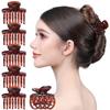 RC ROCHE 6 Pcs Double Claw Hair Clip Tooth Claw Clip Grip Tooth Jaw Clamps Thin Fine Hair Strong Hold No Slip Undo Clutchers for Women, Small Brown view 1