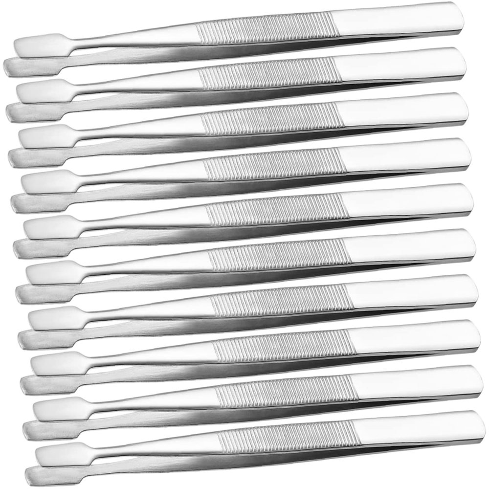 Baluue 10Pcs Stainless Steel Stamp Tongs Multipurpose Tweezers for Philately Jewelry Crafting Eyelash Application and Precision Handling Tools