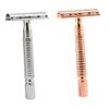 Healifty 2PCS Double Edged Manual Beard Shaver for Men Nonslip Lightweight Handle Traditional Vintage Metal Razor in Rose Gold and Silver Close Smooth Shaving Without Bumps Irritation view 1