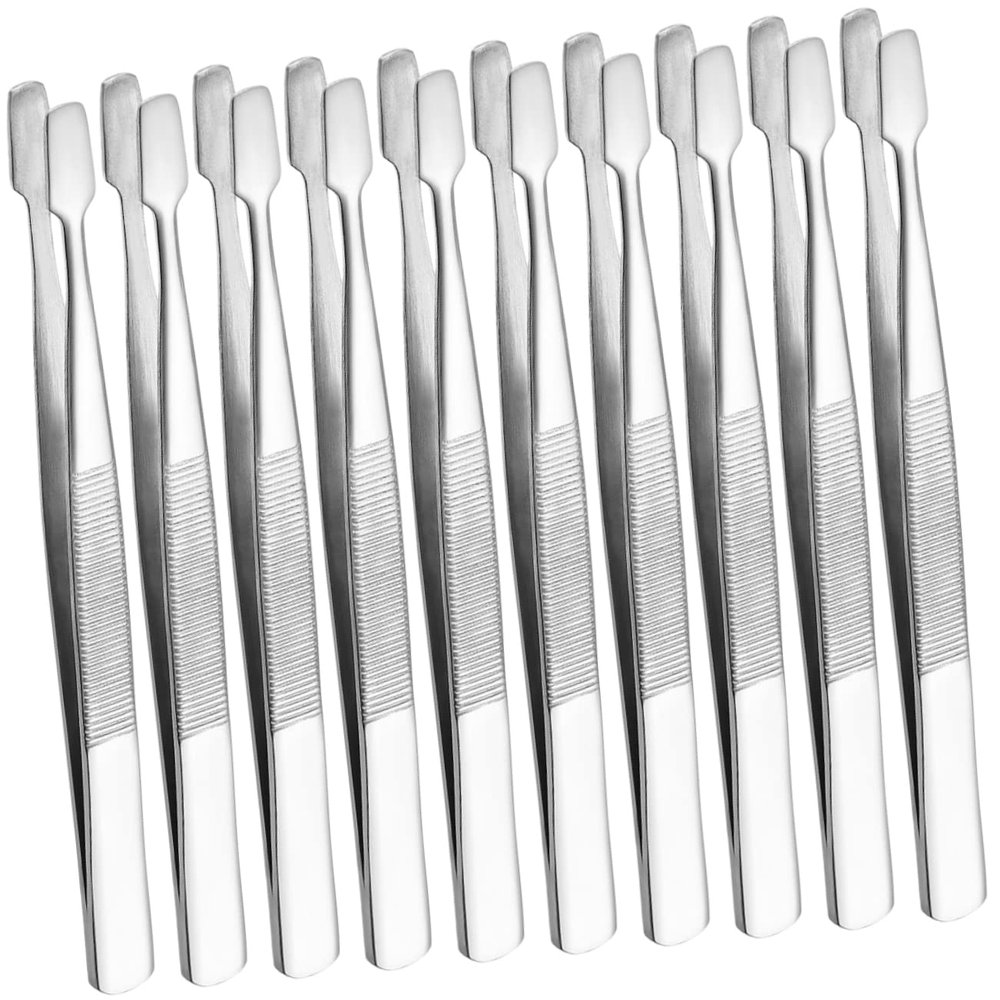 Wakauto 10Pcs Stainless Steel Stamp Tweezers Multipurpose Jewelry and Eyelash Applicator Tongs for Philately Crafting and Parts Collection Tools