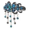 Wakauto Spring Flower Rhinestone Hairpin Clip Large Wedding Barrette for Brides Elegant Bridal Hair Clamp in Dark Blue Secure Hold Without Hair Damage for Formal Occasions and Everyday view 1