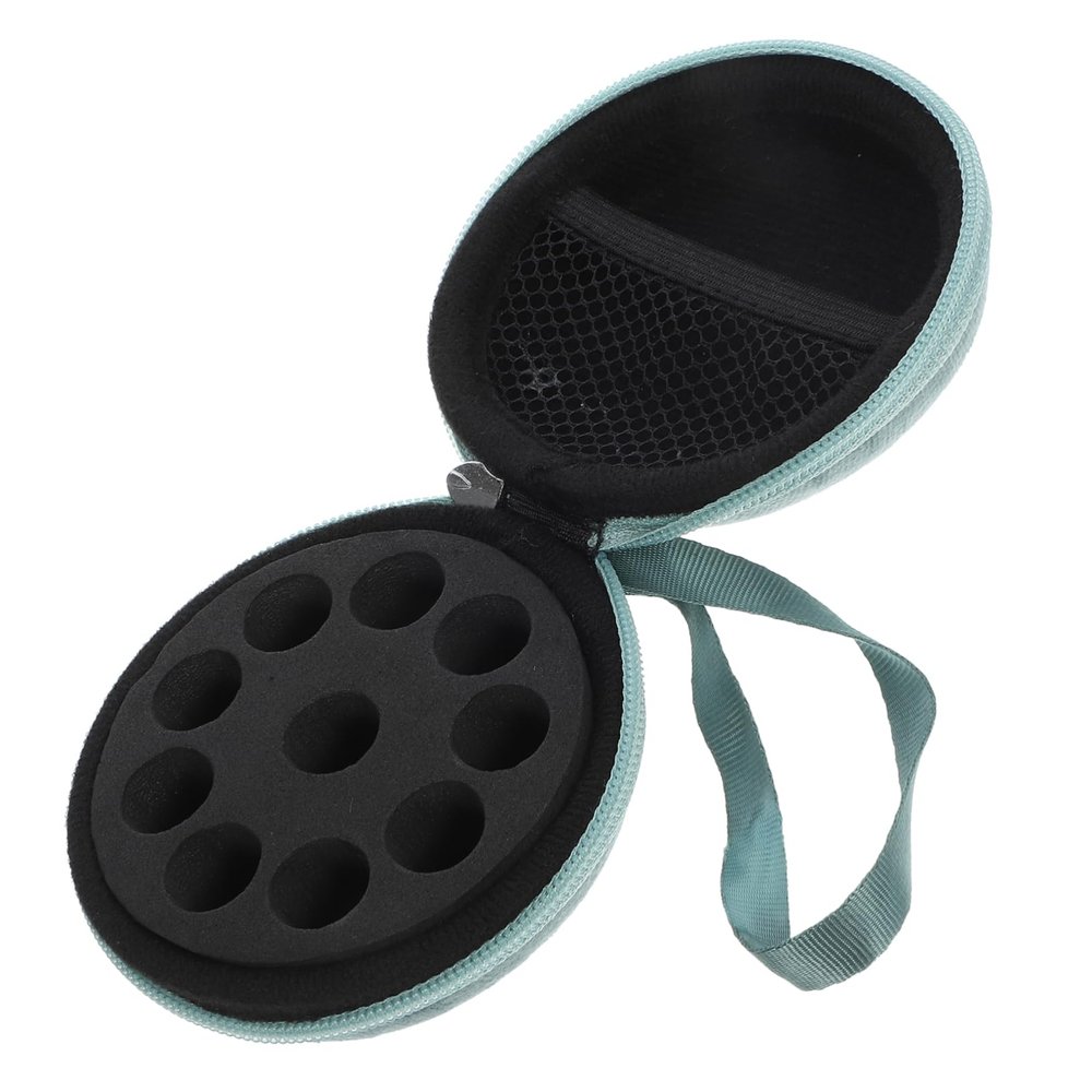 Baluue Compartment Velvet Essential Oil Bottle Holder Bag Portable Travel Storage Case for Bottles Lightweight Compact Organizer for Outdoor Use Smooth Material in Green