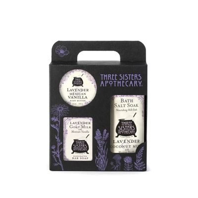 Three Sisters Apothecary Bath & Body 3 Piece Gift Tote (Lavender & Mexican Vanilla)