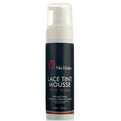 Mo Hairz Lace Tint Mousse  Dark Brown shade | Quick-Dry Lightweight Foam for Lace Wigs, Frontals & Closures | Highly Pigmented, Natural Skin Tone Match  6.8oz / 200ml, Cruelty-Free