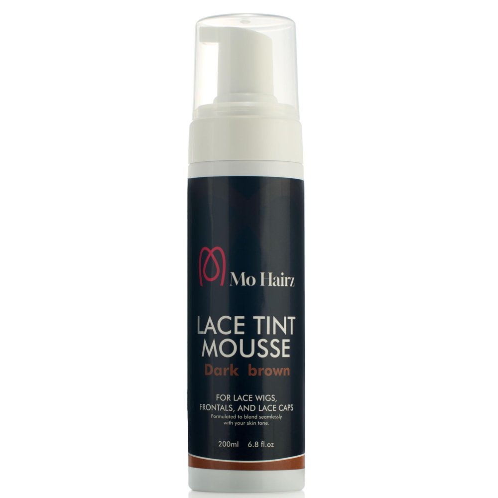 Mo Hairz Lace Tint Mousse  Dark Brown shade | Quick-Dry Lightweight Foam for Lace Wigs, Frontals & Closures | Highly Pigmented, Natural Skin Tone Match  6.8oz / 200ml, Cruelty-Free