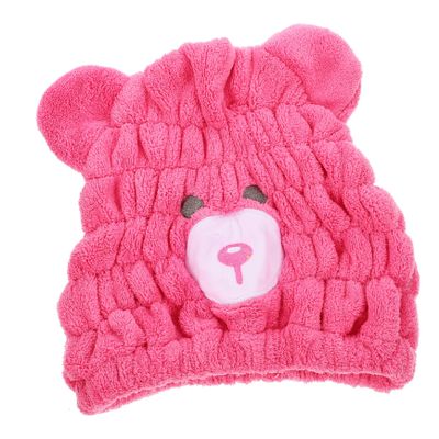 Baluue Coral Fleece Hair Towel Wrap for Absorbent Quick Drying Hair Drying Hat Soft Comfortable Bear Design Skin Friendly Practical for Home and Travel
