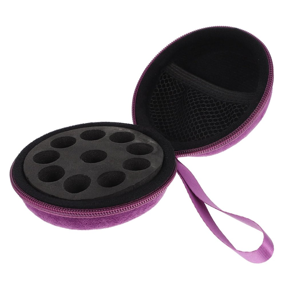 Baluue Slot Velvet Essential Oil Carrying Case with Frame Round Travel Organizer Bag for Bottles Portable Perfume Holder for Aromatherapy Storage and Gift Giving