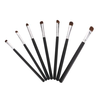 ETHZZLE 7pcs Eye Makeup Brush Hair Eyeshadow Eyeliner Brushes for Women Daily and Professional Use Black Handle Silver Ferrule