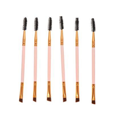 VICASKY 6Pcs Double Ended Eyebrow and Eyelash Brush with Angled Brow and Spoolie Brushes for Precise Eye Makeup Application Versatile Multi Use Tools for Beginners and Professionals Pink