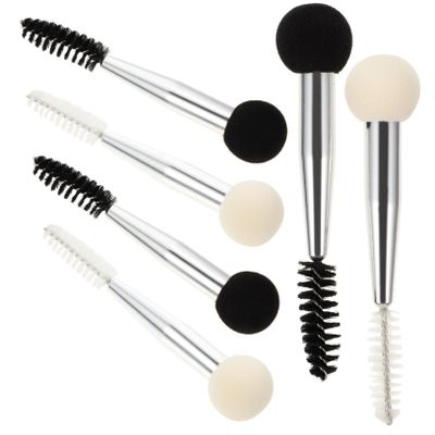 Beaupretty 6Pcs Dual Ended Eyebrow Brush and Eyelash Sponge Applicators with Handles for Precise Brow Stamping and Mascara Application Makeup Tools in White and Black