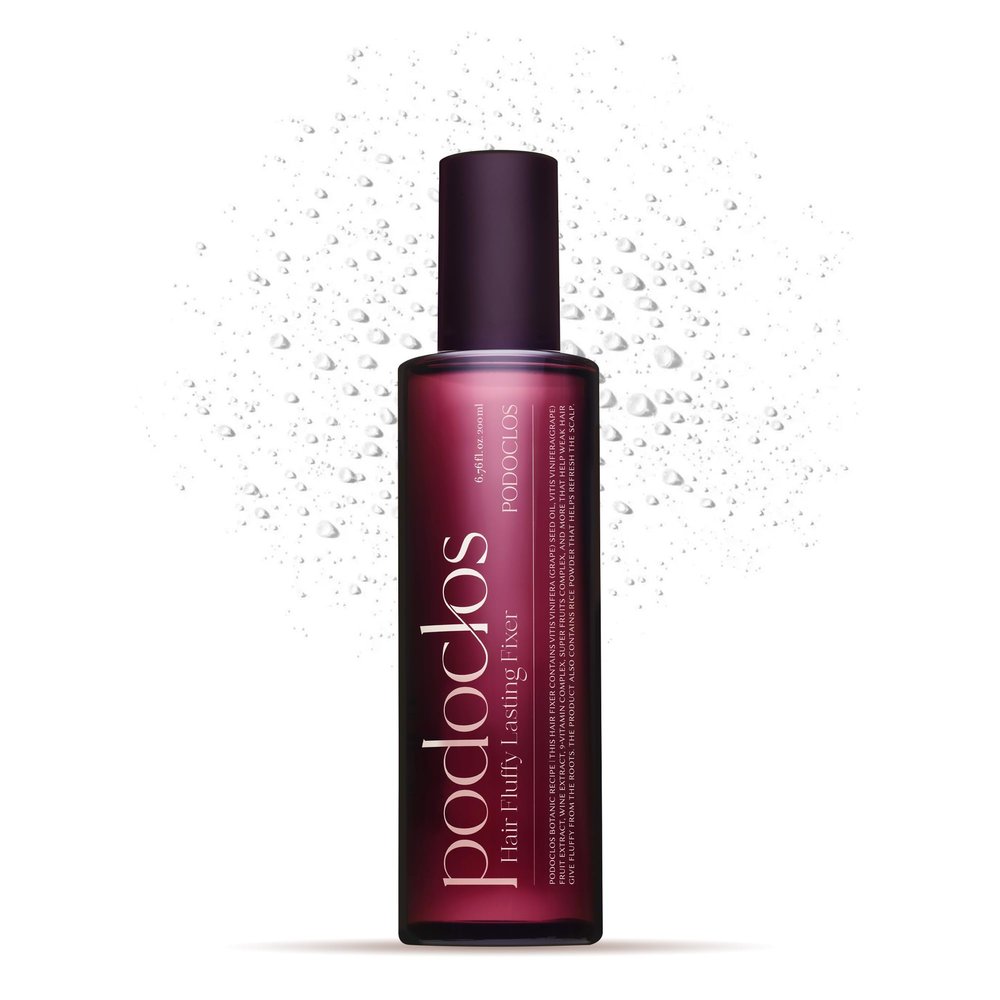 podoclos Hair Fluffy Lasting Fixer | Salon-Grade, 24H Strong Hold, Anti-Frizz & Tames Flyaways, Lightweight Non-Sticky Formula with 9 Essential Vitamins, Made in Korea | 6.76 fl oz