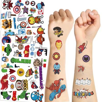 10 Sheets Superhero Temporary Tattoos for Kids, Cool Birthday Party Favors, Cute Cartoon Decoration Sticker Gifts for Teen Girl Boys Home Activity Class Prizes Carnival Christmas Rewards