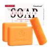 ORIENTLEAF Kojic Acid Soap with African Sponge Net, 4oz Turmeric Soap Bar, Fresh Citrus Scent, Gentle for Face and Body Wash with Vitamin C, Retinol (2 Pack) view 1