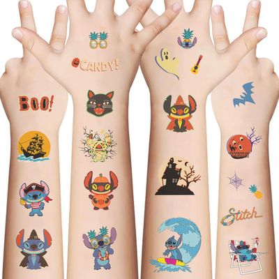 10 Sheets Stitch Temporary Tattoos for Teen, Cool Birthday Party Favors, Cute Cartoon Decoration Sticker Gifts for Teen Adult Home Activity Class Prizes Carnival Christmas Rewards