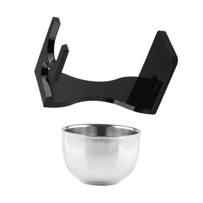 Baluue Acrylic Shaving Brush Stand with Non Slip Base and Compact Razor Holder for Mens Grooming Bathroom and Barber Use Includes Shaving Bowl for Clean Dry Storage