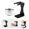 Baluue Acrylic Shaving Brush Stand with Non Slip Base and Compact Razor Holder for Mens Grooming Bathroom and Barber Use Includes Shaving Bowl for Clean Dry Storage view 4