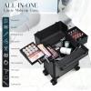 Mecucasi Rolling Makeup Case, Cosmetology Case on Wheels Makeup Train Case Professional Vanity Case with Trays for Women Large Travel Makeup Box Organizer Makeup Trolley on Wheels with Key,Ashy Grey view 2