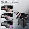 Mecucasi Rolling Makeup Case, Cosmetology Case on Wheels Makeup Train Case Professional Vanity Case with Trays for Women Large Travel Makeup Box Organizer Makeup Trolley on Wheels with Key,Ashy Grey view 4
