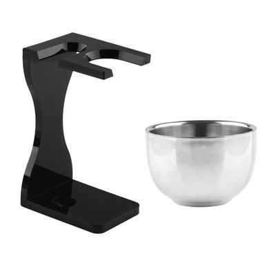 Didiseaon Stainless Steel Shaving Bowl and Brush Stand for Men Portable Razor Holder with Compact Design Practical Beard Grooming Accessories for Clean Shave and Bathroom Use