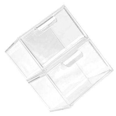 ABOOFAN 2pcs Organizer Bins Plastic Desktop Storage Boxes Compact Pull Out Vanity Organizers for Makeup Jewelry Earrings and Small Items Stackable Storage for Bedroom Bathroom Kitchen