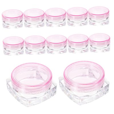 Baluue 12Pcs Portable Cream Containers Square Bottom Cosmetic Jars for Lotion Ointment Travel Sample Storage with Leak Resistant Design for Skincare and Makeup