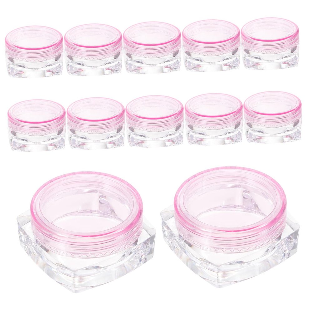 Baluue 12Pcs Portable Cream Containers Square Bottom Cosmetic Jars for Lotion Ointment Travel Sample Storage with Leak Resistant Design for Skincare and Makeup