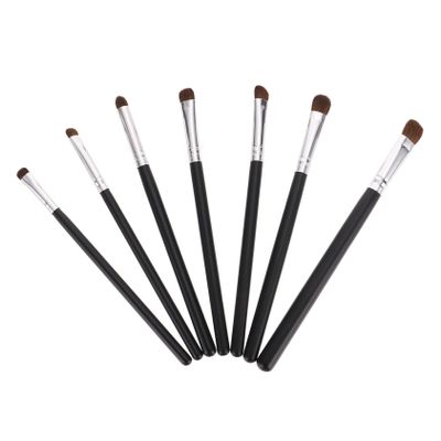 Beaupretty 7pcs Premium Eye Makeup Brush Portable Eyeshadow Brushes with Black Handle Silver Ferrule Soft Horse Hair for Women Daily and Professional Use