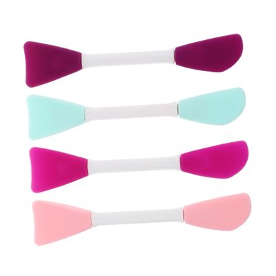 4pcs Silicone Face Mask Applicator Brush Double-Ended Beauty Tool for Facial Cleansing and Pore Cleaning Safe Portable Skin Care Accessories Random Colors(15x3x0.8cm)