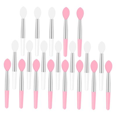 FRCOLOR 20pcs Portable Silicone Lip Brush for Lipstick and Lip Gloss Application Mini Soft Tip Cosmetic Applicators in White and Pink Travel Friendly Makeup Tools for Daily Use and