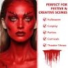 Jutqut Face Body Paint Kit for Kids & Adults, Non-Toxic Water-Based Professional Face Painting Palette with Brushes for Halloween Clown Goth Vampire SFX Makeup, Art Stage Cosplay Parties, Red view 4